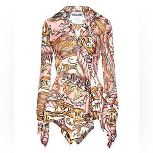 MOSCHINO Womens Moschino pink Baroque Print Shirt (or very short dress)